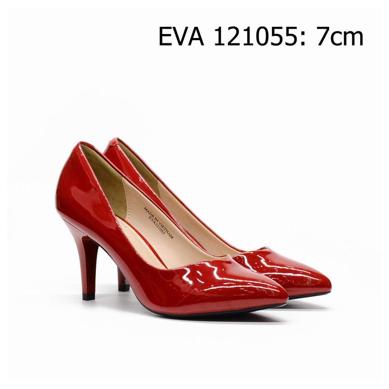 Giày cao gót EVA121055 kiểu dáng thanh nhã, thiết kế da bóng nổi bật, tôn dáng
